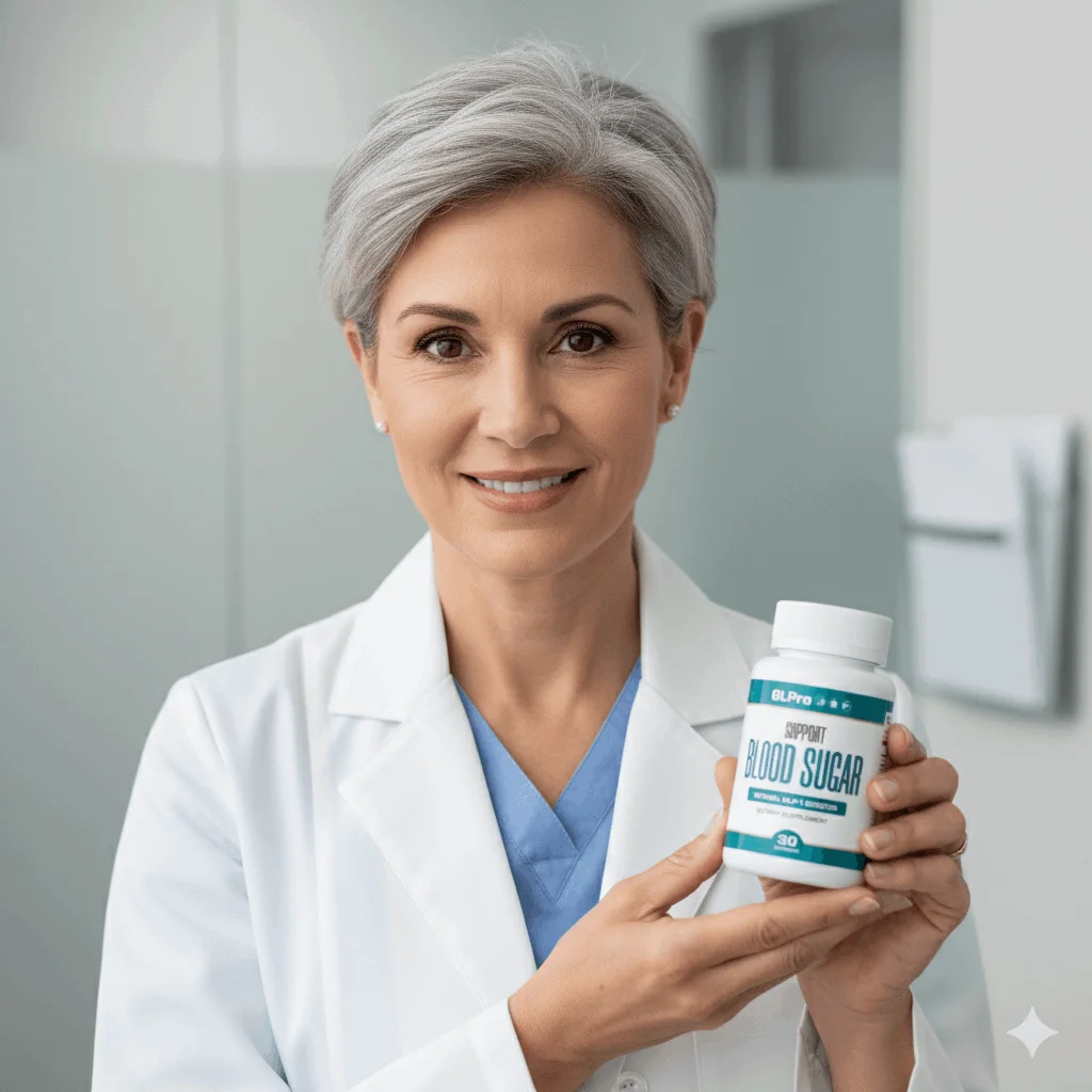 Medical reviewer holding GLPro bottle